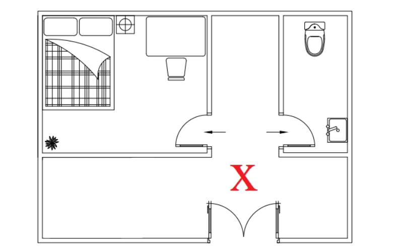 cửa phòng ngủ đối diện nhà vệ sinh không tốt cho phong thủy