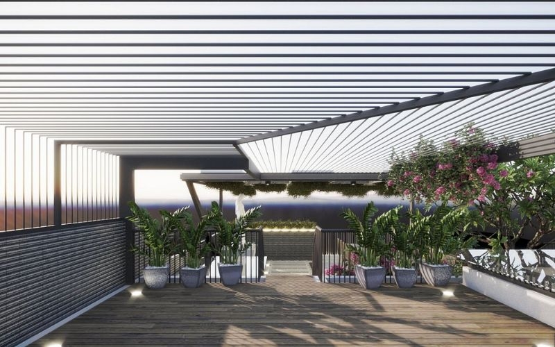 Bố trí rào chắn hoặc lưới bảo vệ cho sân thượng