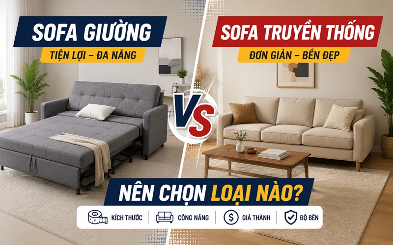 so sánh sofa giường và sofa truyền thống