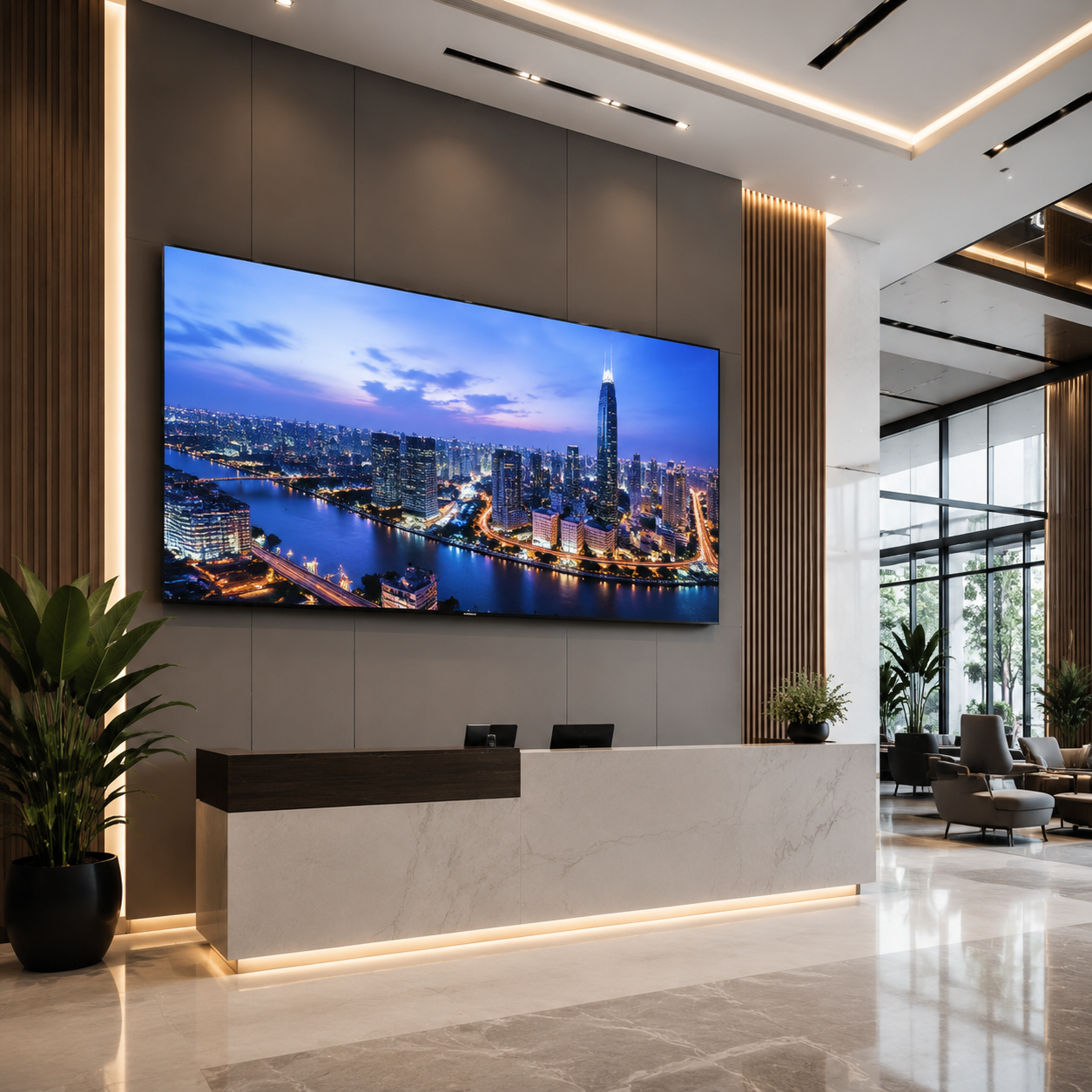 Màn hình LED cho sảnh lễ tân, không gian thương mại